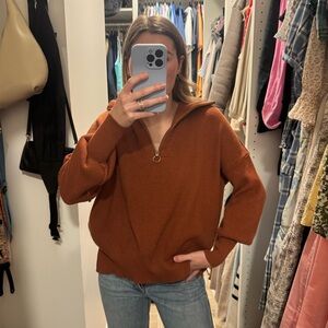 Brown Copper Quarter Zip Sweater